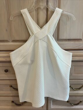 Anthropologie Cream Ribbed Halter Top
